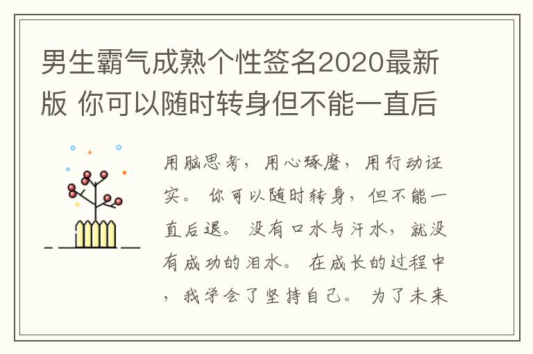 男生霸氣成熟個性簽名2020最新版 你可以隨時轉(zhuǎn)身但不能一直后