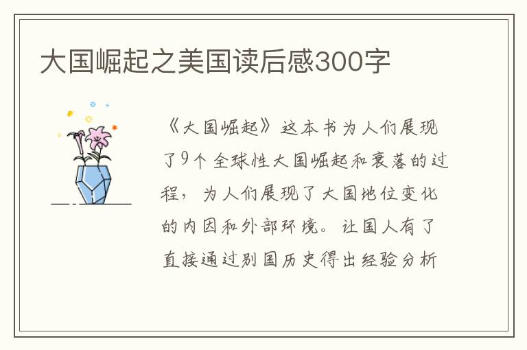 大國崛起之美國讀后感300字