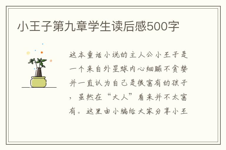 小王子第九章學(xué)生讀后感500字