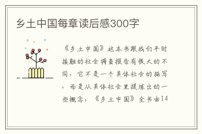 鄉(xiāng)土中國每章讀后感300字