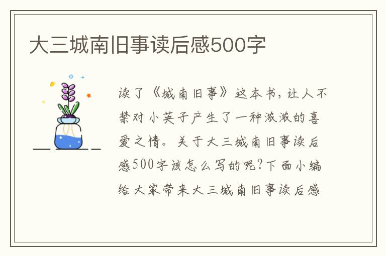 大三城南舊事讀后感500字