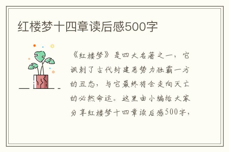 紅樓夢十四章讀后感500字