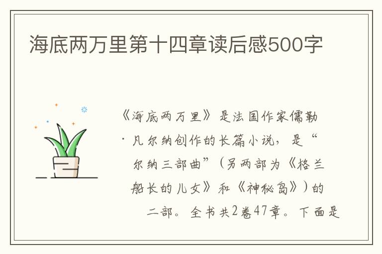 海底兩萬(wàn)里第十四章讀后感500字