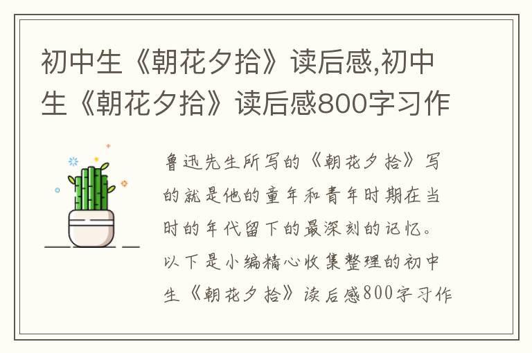 初中生《朝花夕拾》讀后感,初中生《朝花夕拾》讀后感800字習(xí)作