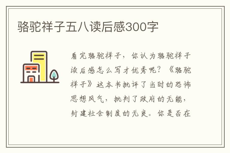 駱駝祥子五八讀后感300字