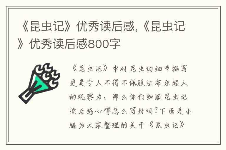 《昆蟲記》優(yōu)秀讀后感,《昆蟲記》優(yōu)秀讀后感800字