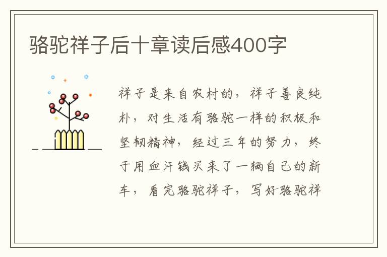 駱駝祥子后十章讀后感400字