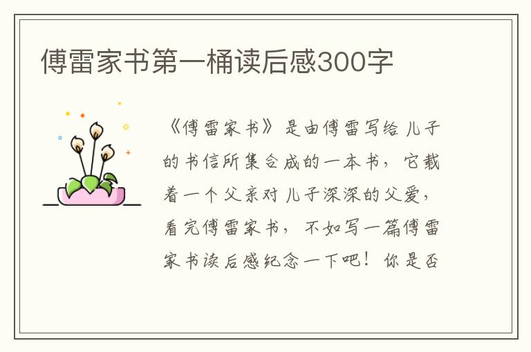 傅雷家書(shū)第一桶讀后感300字