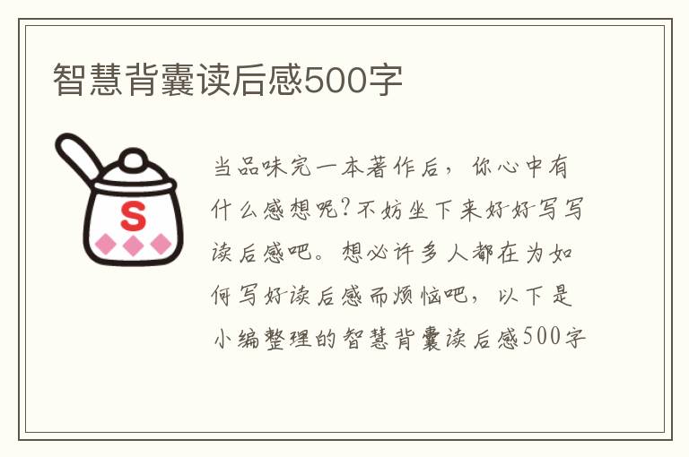 智慧背囊讀后感500字