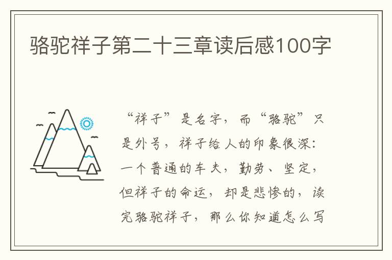 駱駝祥子第二十三章讀后感100字