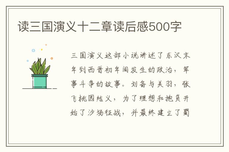 讀三國演義十二章讀后感500字