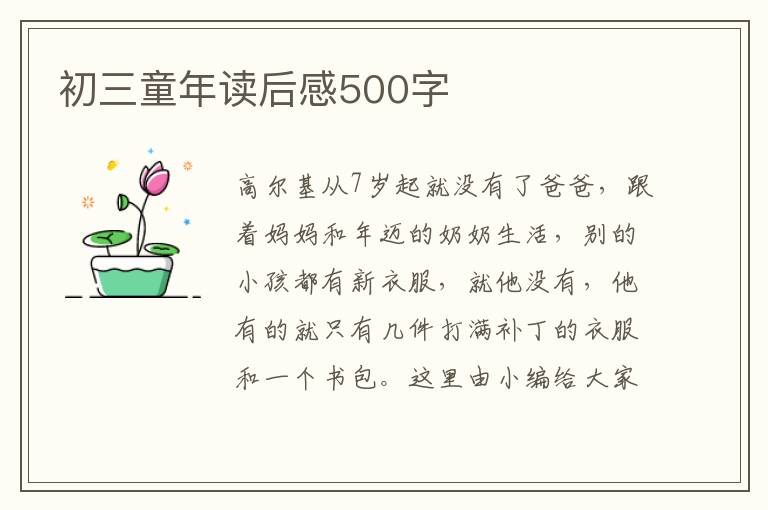 初三童年讀后感500字