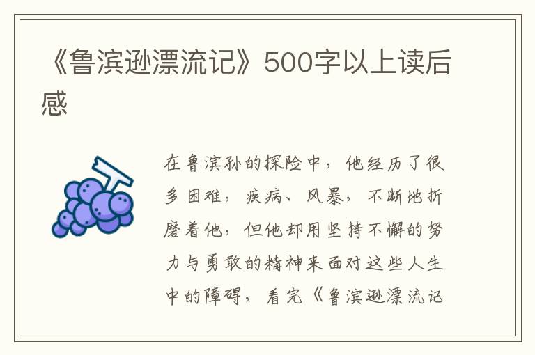 《魯濱遜漂流記》500字以上讀后感