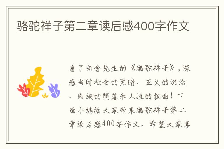 駱駝祥子第二章讀后感400字作文