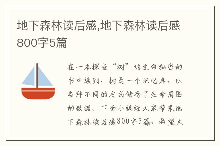 地下森林讀后感,地下森林讀后感800字5篇