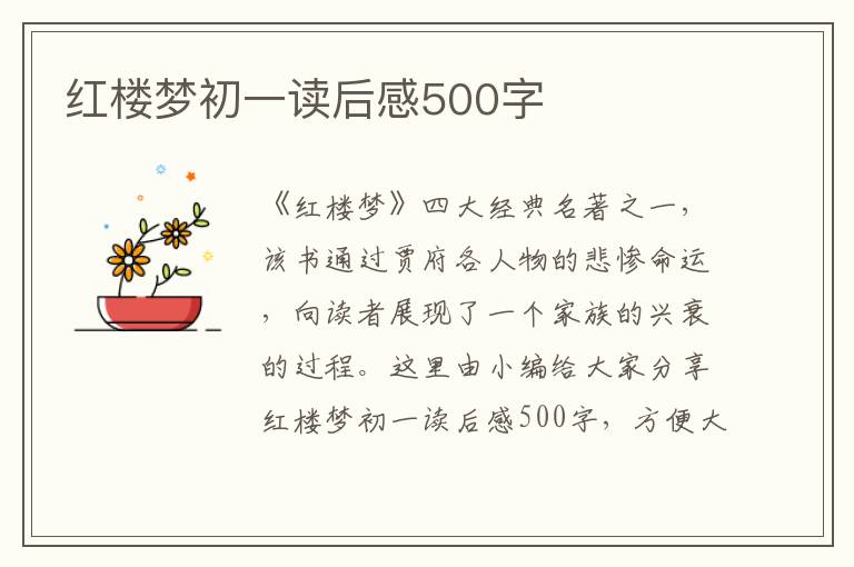 紅樓夢初一讀后感500字