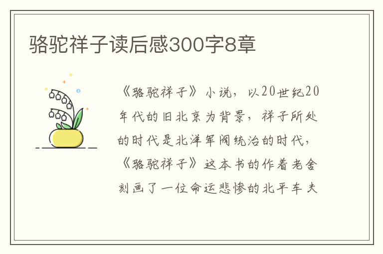 駱駝祥子讀后感300字8章