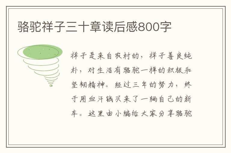 駱駝祥子三十章讀后感800字