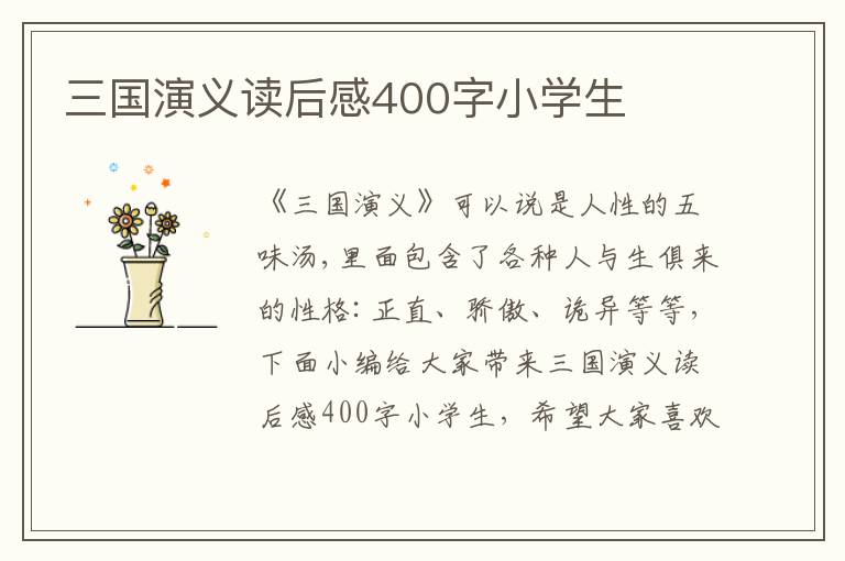 三國演義讀后感400字小學(xué)生