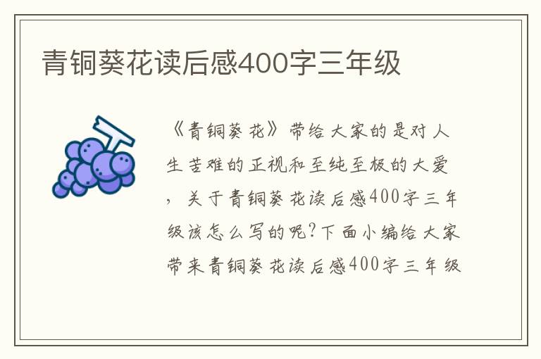 青銅葵花讀后感400字三年級(jí)