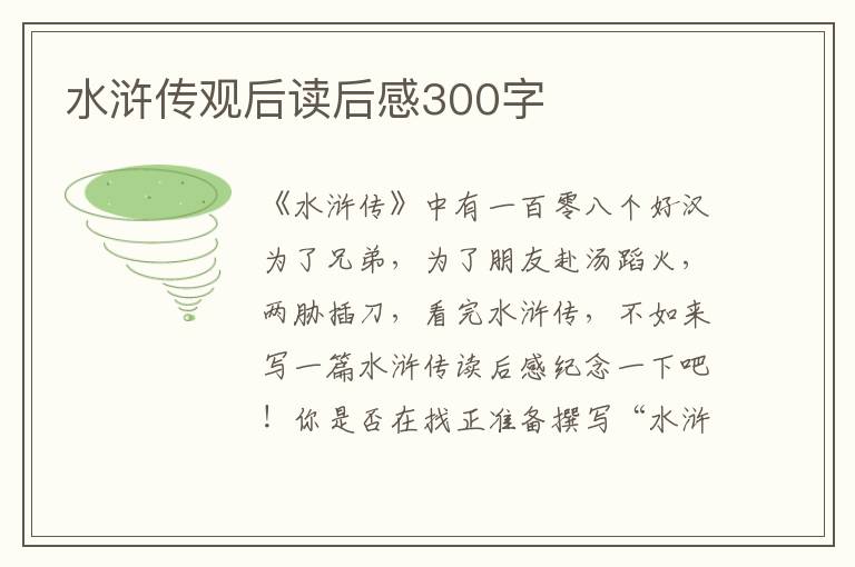 水滸傳觀后讀后感300字