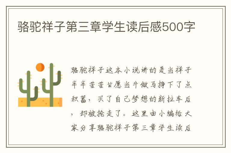 駱駝祥子第三章學(xué)生讀后感500字