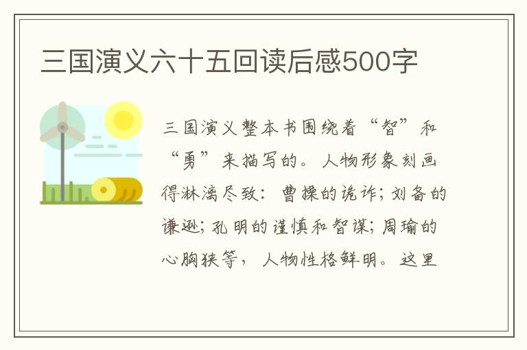 三國演義六十五回讀后感500字