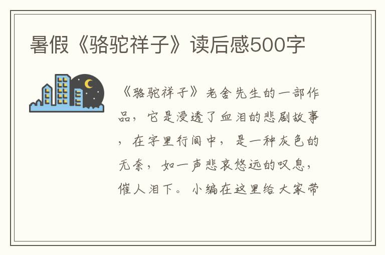 暑假《駱駝祥子》讀后感500字