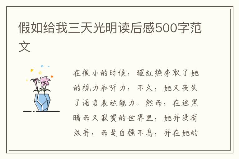 假如給我三天光明讀后感500字范文