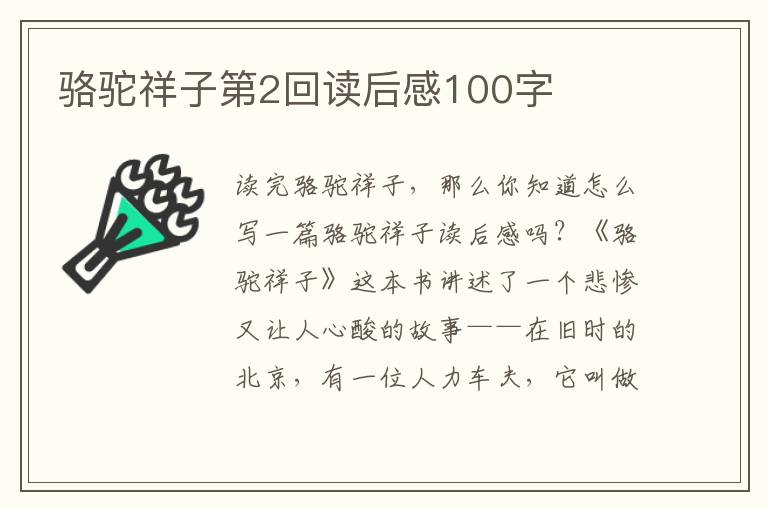 駱駝祥子第2回讀后感100字