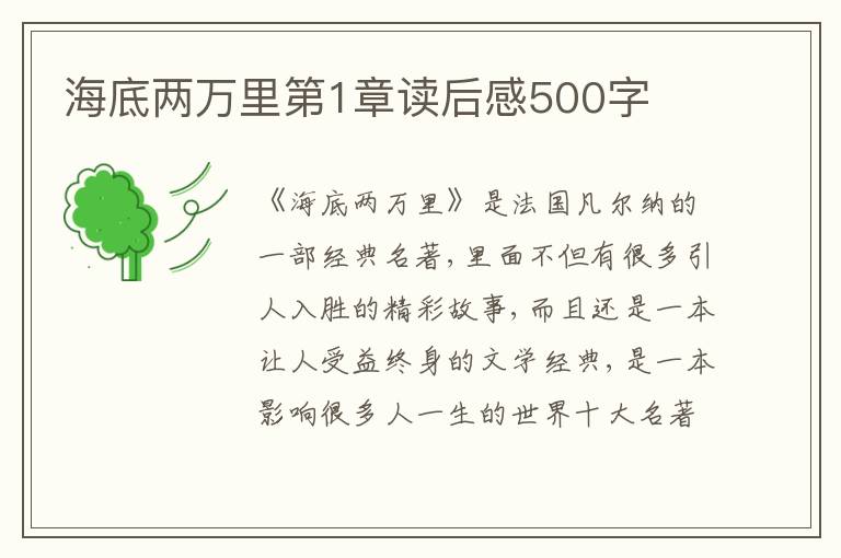 海底兩萬里第1章讀后感500字