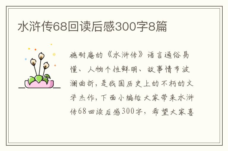 水滸傳68回讀后感300字8篇