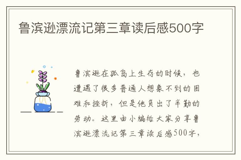 魯濱遜漂流記第三章讀后感500字