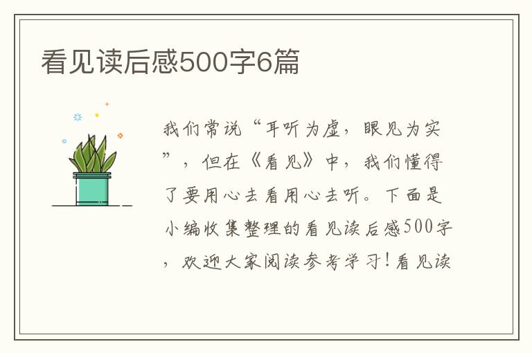 看見讀后感500字6篇