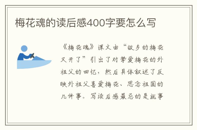 梅花魂的讀后感400字要怎么寫