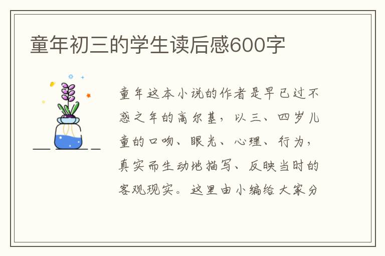 童年初三的學(xué)生讀后感600字