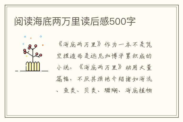 閱讀海底兩萬里讀后感500字