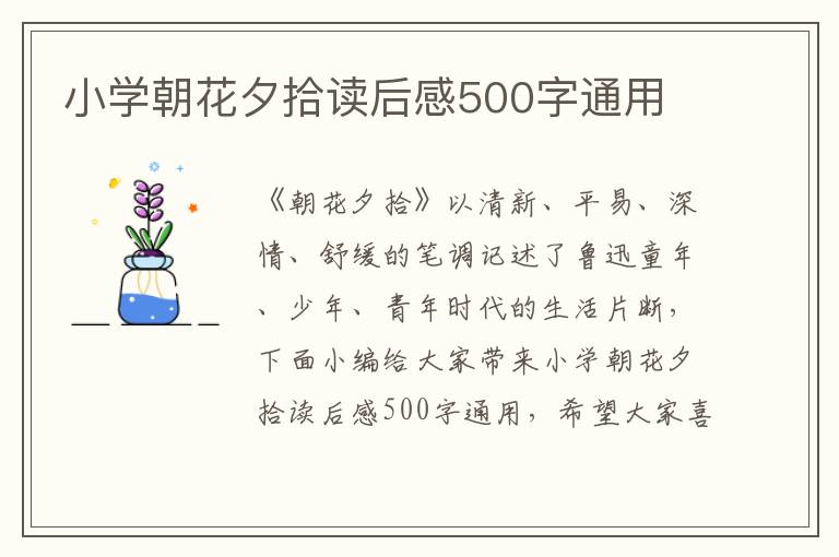 小學(xué)朝花夕拾讀后感500字通用