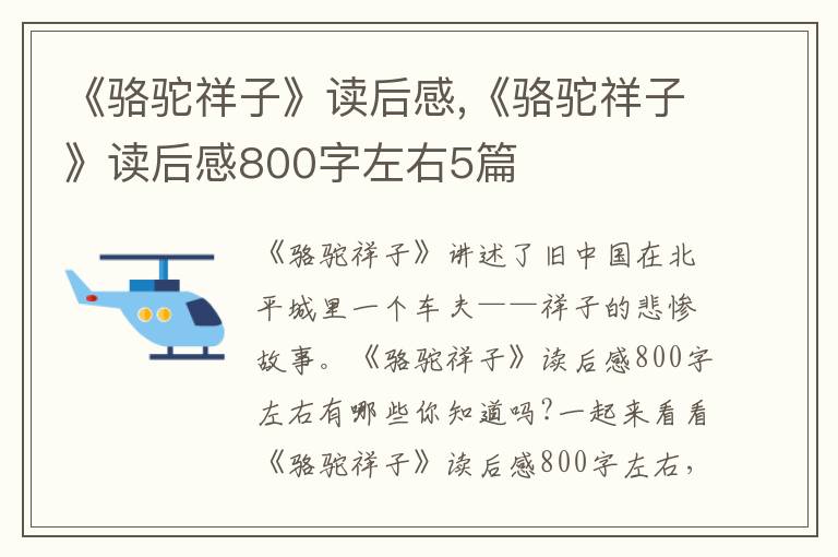 《駱駝祥子》讀后感,《駱駝祥子》讀后感800字左右5篇