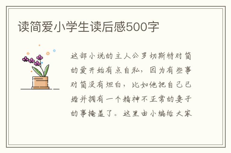 讀簡(jiǎn)愛小學(xué)生讀后感500字