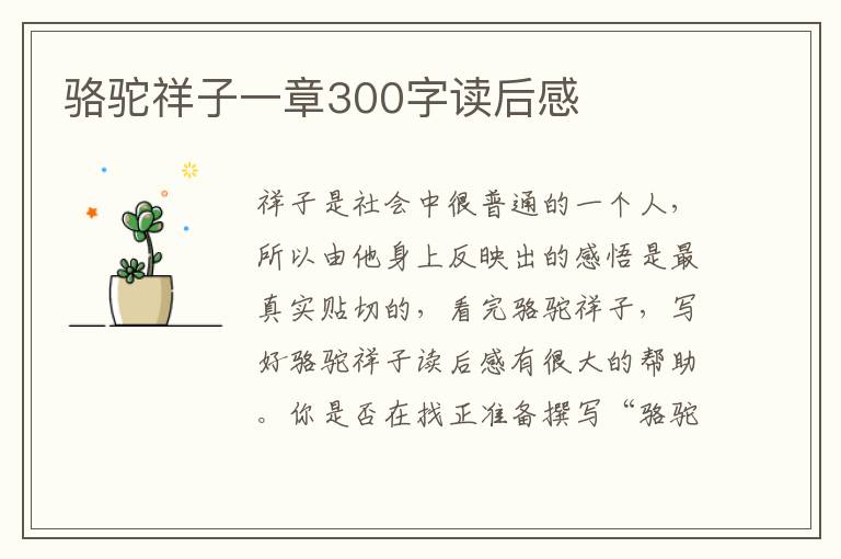 駱駝祥子一章300字讀后感