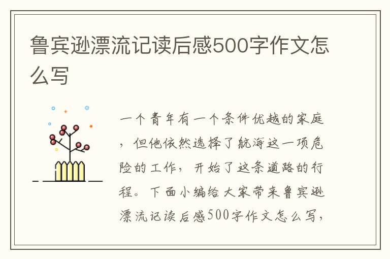 魯賓遜漂流記讀后感500字作文怎么寫