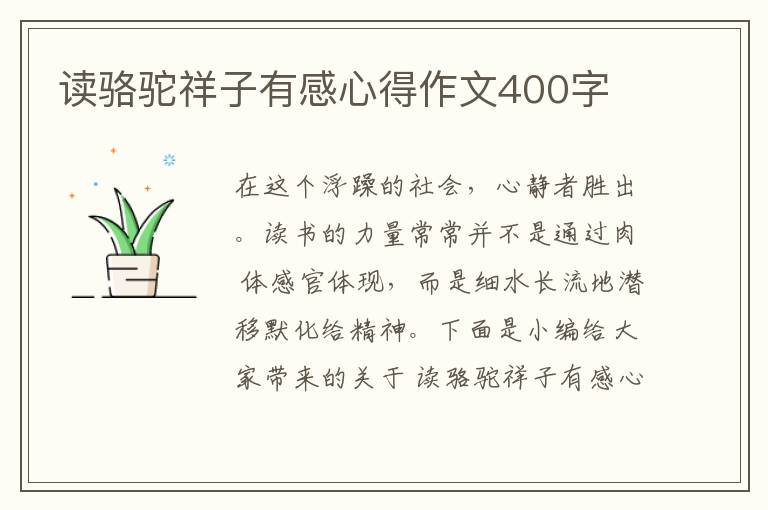 讀駱駝祥子有感心得作文400字