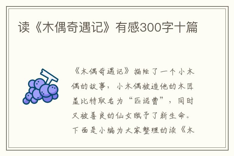 讀《木偶奇遇記》有感300字十篇