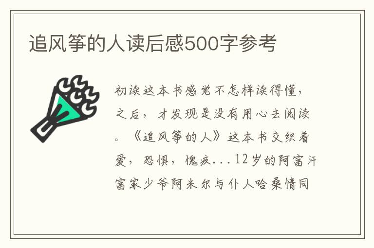 追風(fēng)箏的人讀后感500字參考