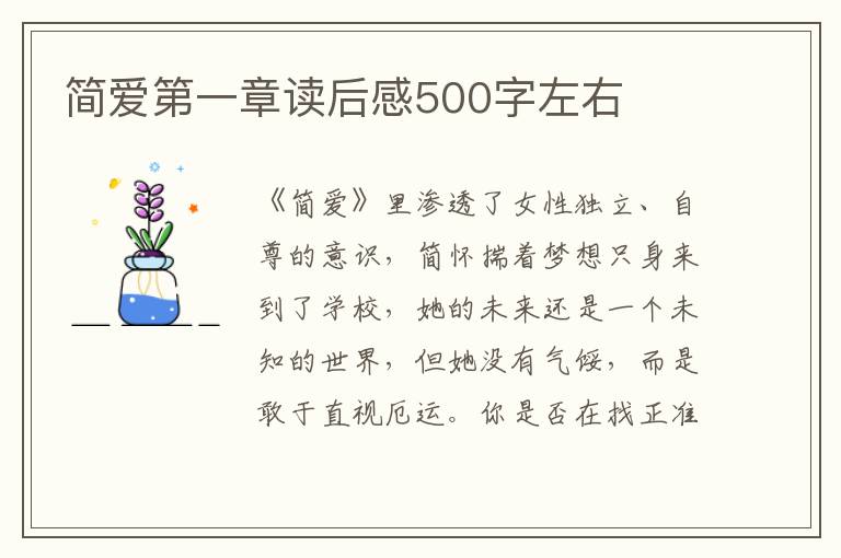 簡愛第一章讀后感500字左右