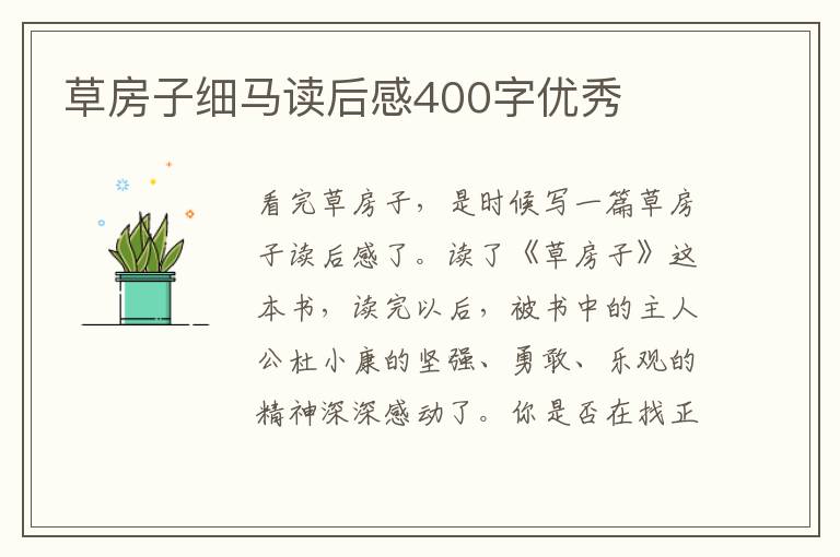 草房子細馬讀后感400字優(yōu)秀