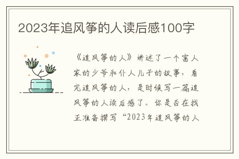 2023年追風箏的人讀后感100字