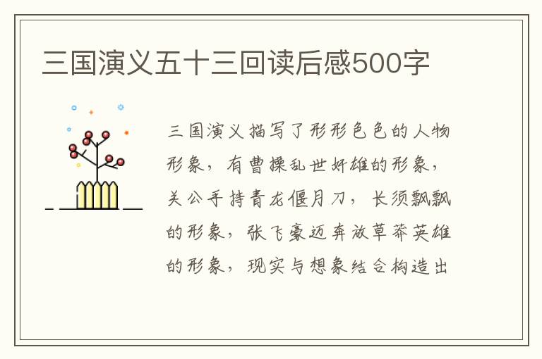 三國(guó)演義五十三回讀后感500字