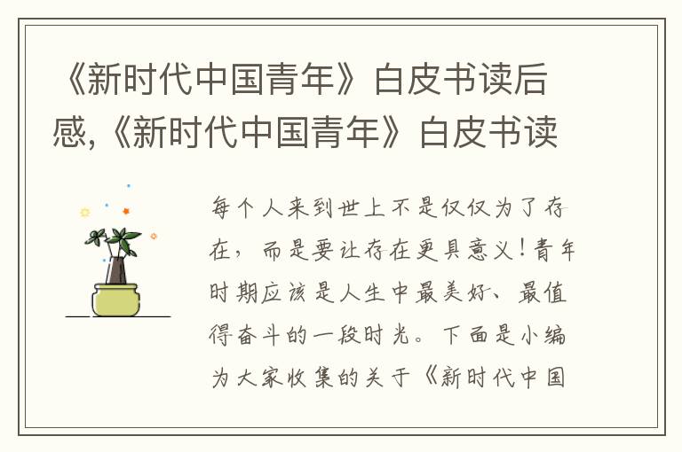 《新時代中國青年》白皮書讀后感,《新時代中國青年》白皮書讀后感【精選62篇】